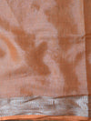 Banarasee Handloom Pure Linen By Tissue Saree With Pearl Embroidery-Peach