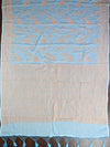 Banarasee Pure Khaddi Chiffon Silk Sari With Antique Zari Buta Design-Aqua Blue & Deep Blue Blouse