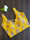 Pure Cotton Handblock Printed Blouse-Yellow