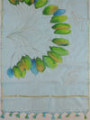 Banarasee Pure Handloom Chanderi Hand Painted Dupatta-Blue