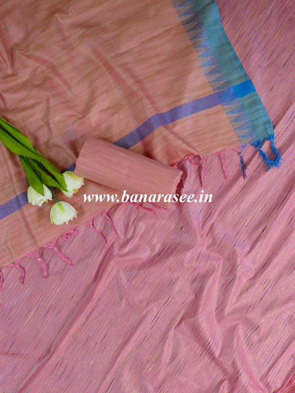 Handloom Khadi Cotton Salwar Kameez Dupatta Set-Pink