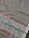 Banarasee Cotton Silk Saree With Hand-Embroidery Work-Green