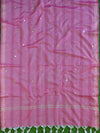 Banarasee Brocade Salwar Kameez Fabric With Mirror Work-Beige & Pink