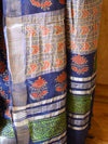 Banarasee Linen Cotton Bagru Hand-Block Printed Saree-Blue