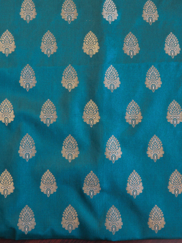 Banarasee Cotton Silk Saree With Hand-Embroidery Work-Green