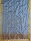 Banarasee Cotton Silk Salwar Kameez Ghichha Buti Fabric & Dupatta-Grey & White