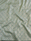 Banarasee Chanderi Cotton Salwar Kameez Zari Buti Fabric With Digital Print Dupatta-Green