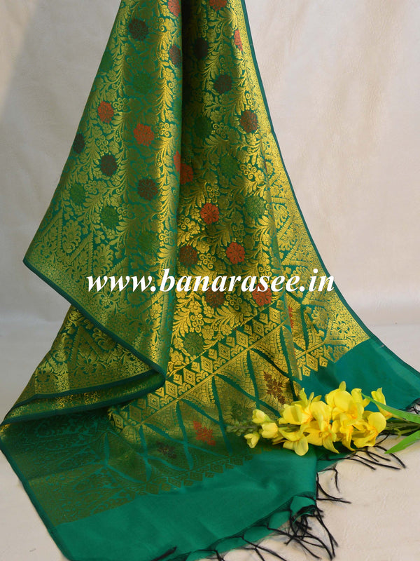 Banarasee Art Silk Jaal Design Dupatta-Green