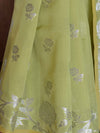 Banarasee Handwoven Cotton Silk With Silver Zari Buti & Border-Pastel Green