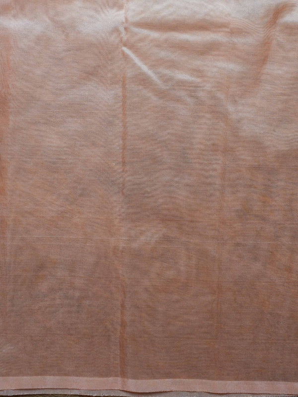 Banarasee Handwoven Organza Silk Floral Embroidery Saree-Peach