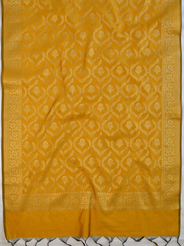 Banarasee Art Silk Jaal Design Dupatta-Mustard Yellow
