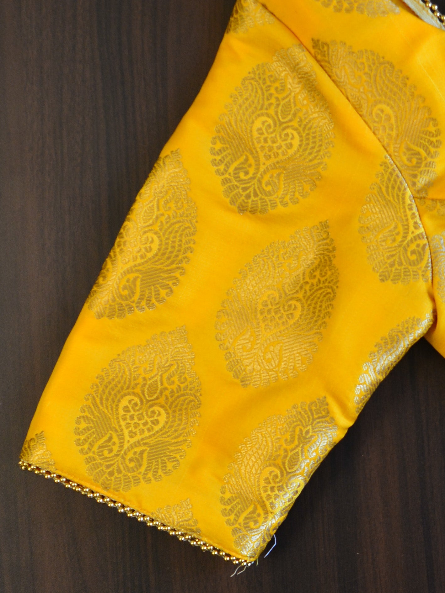 Banarasee Pure Silk Brocade Fabric Blouse-Yellow