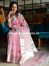 Banarasee Organza Mix Saree With Buti Design & Zari Border-Pink