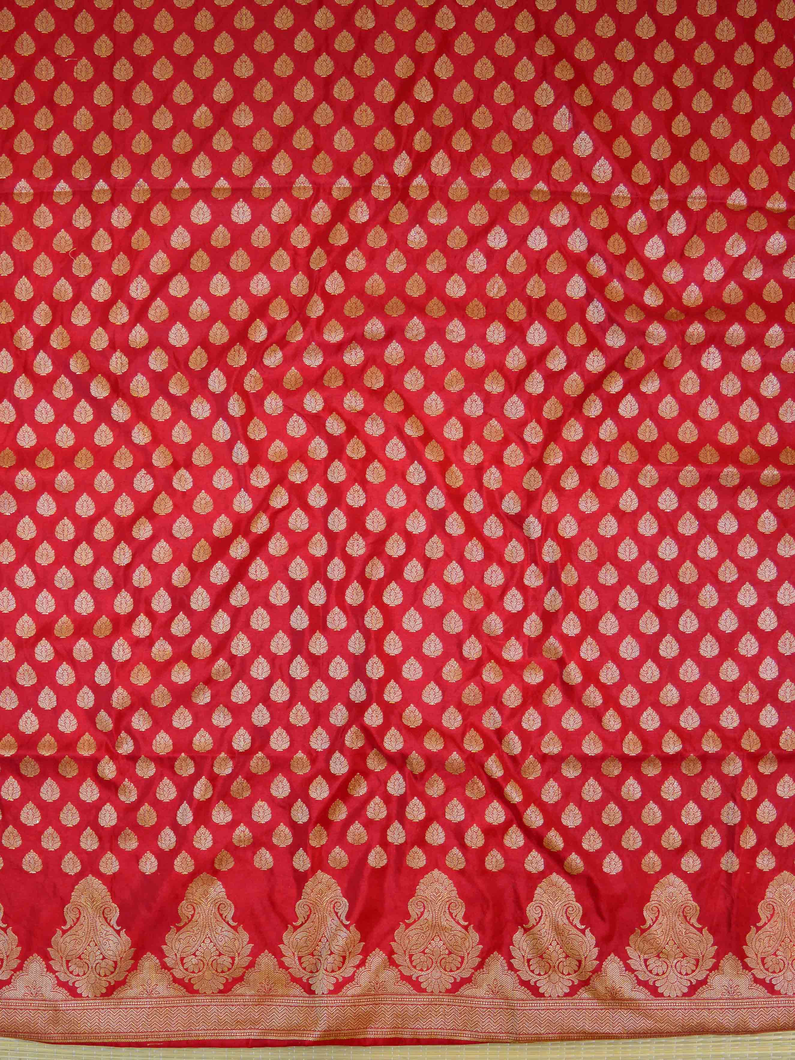 Banarasee Salwar Kameez Glossy Semi Silk Fabric-Red