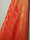 Banarasee Chanderi Cotton Dupatta With Copper Zari Design-Red
