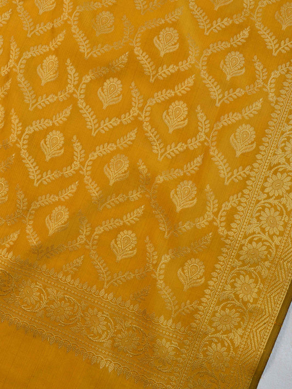 Banarasee Art Silk Jaal Design Dupatta-Mustard Yellow