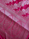Banarasee Art Silk Dupatta Floral Stripes Design-Pink