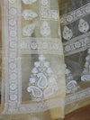 Banarasee Handwoven Organza Silk Floral Embroidery Saree-Yellow