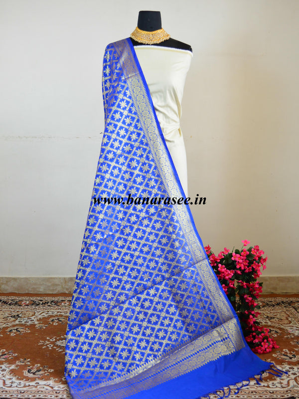 Banarasee Art Silk Zari Jaal Design Dupatta-Royal Blue