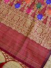 Banarasee Tissue Salwar Kameez Fabric With Contrast Silk Dupatta-Grey & Maroon