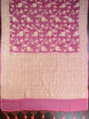 Banarasee/Banarasi Pure Khaddi Georgette Sari With Silver Zari Floral Jaal-Strawberry Pink