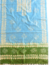 Pure Handloom Khadi Cotton Hand-Dyed Batik Pattern Salwar Kameez Dupatta Set-Blue & Green