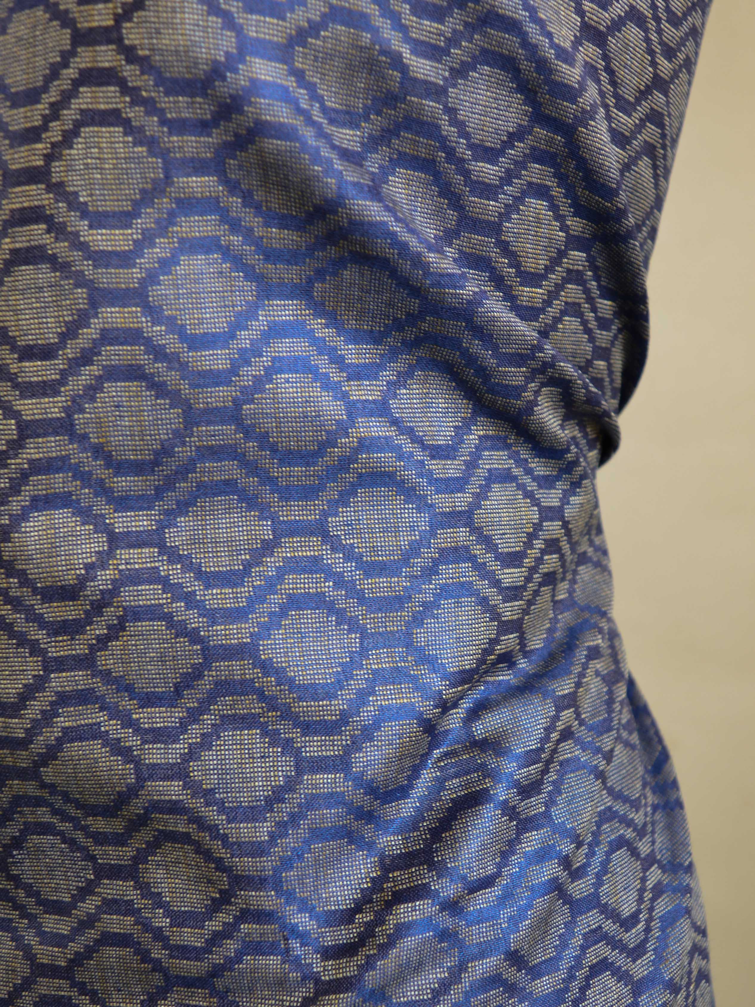 Handloom Silk Cotton Ghichha Woven Shibori Dupatta Suit Set-Blue
