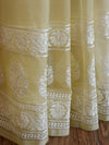 Banarasee Handwoven Organza Silk Floral Embroidery Saree-Yellow