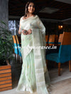 Banarasee Organza Mix Saree With Buti Design & Zari Border-Pastel Green