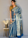 Kanjivaram Art Silk Saree With Antique Zari Jaal Design-Blue