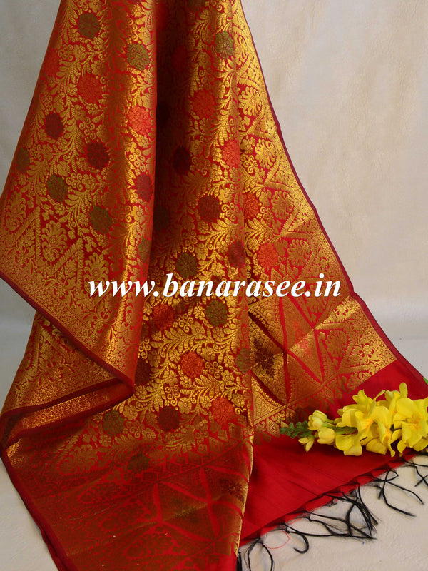 Banarasee Art Silk Jaal Design Dupatta-Red