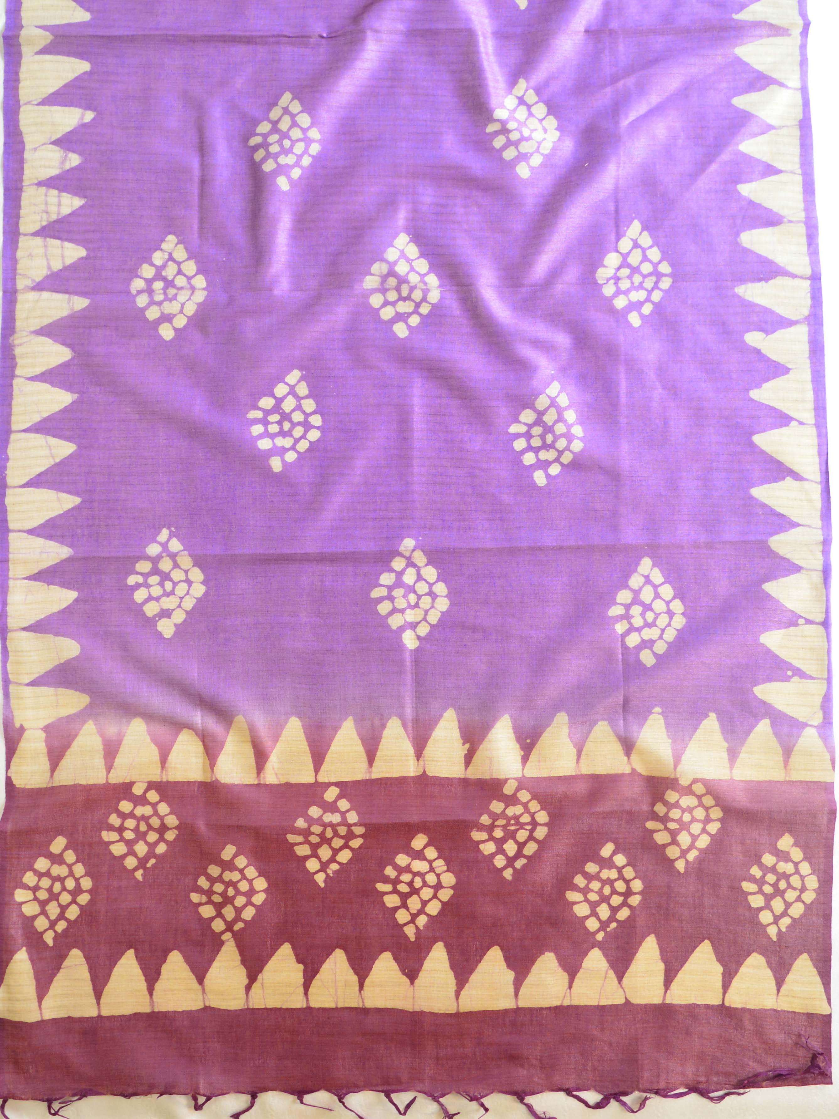 Pure Handloom Khadi Cotton Hand-Dyed Batik Pattern Salwar Kameez Dupatta Set-Violet & Purple