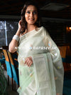 Banarasee Organza Mix Saree With Buti Design & Zari Border-Pastel Green