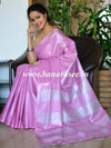 Banarasee Handloom Pure Linen By Tissue Saree-Pink