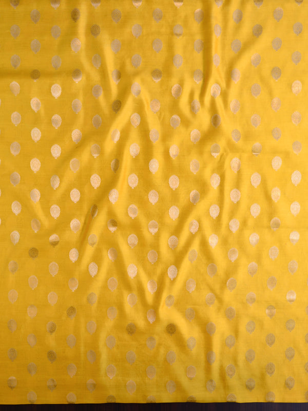 Banarasee Handloom Pure Silk Zari Buti Salwar Kameez Fabric With Dupatta-Green & Yellow