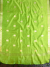 Banarasee Handloom Pure Silk Zari Buti Salwar Kameez Fabric With Dupatta-Green & Yellow