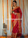 Banarasee Art Silk Saree With Zari & Meena Floral Border & Self Weaving Work-Red