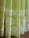 Banarasee Handwoven Organza Silk Floral Embroidery Saree-Light Green