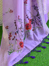 Banarasee Chanderi Cotton  Kameez Zari Buti Fabric With Digital Print Dupatta-Purple