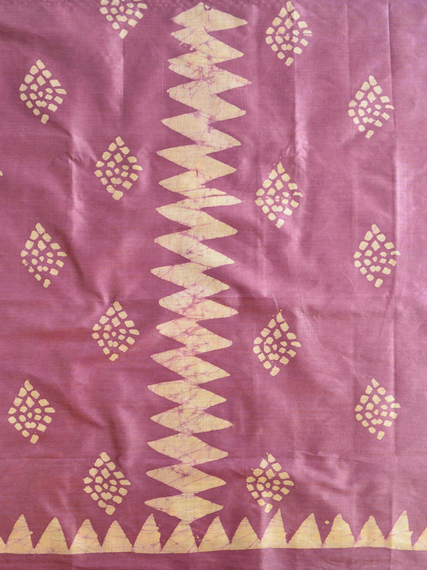 Pure Handloom Khadi Cotton Hand-Dyed Batik Pattern Salwar Kameez Dupatta Set-Violet & Purple