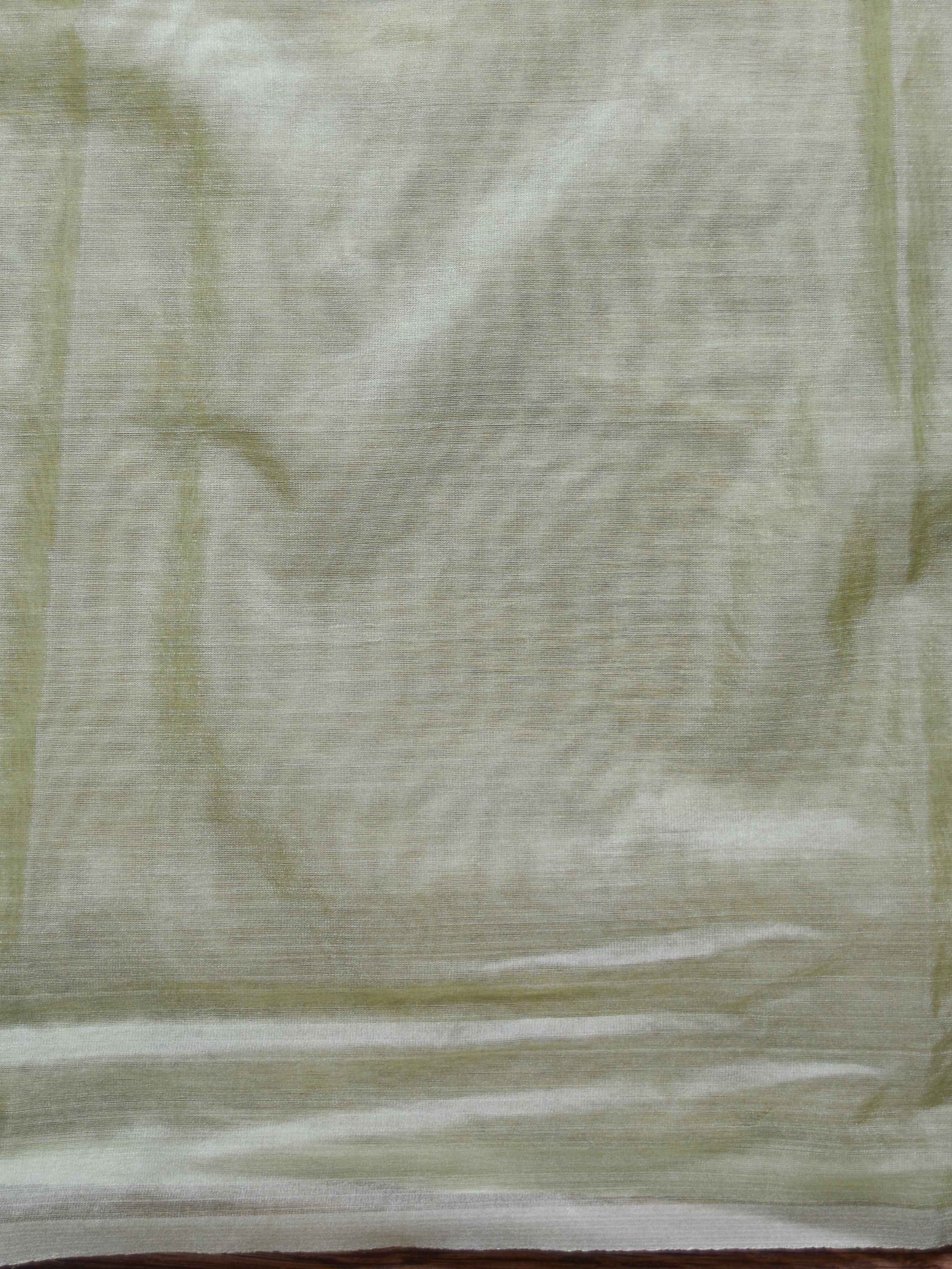 Banarasee Handwoven Organza Silk Floral Embroidery Saree-Light Green