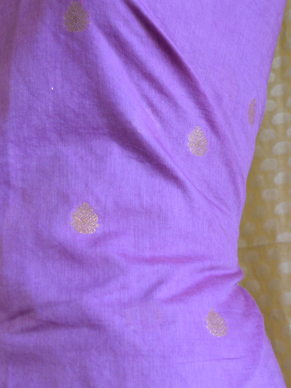 Banarasee Chanderi Cotton  Kameez Zari Buti Fabric With Digital Print Dupatta-Purple