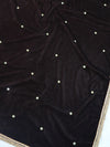 Banarasee Hand-Embroidered Velvet Salwar Kameez Set-Brown
