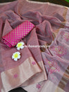 Banarasee Cotton Silk Saree With Hand-Embroidery Work-Pink