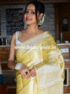 Banarasee Handwoven Semi Silk Saree With Floral Jaal & Broad Border-Yellow