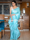Banarasee Handloom Pure Linen By Tissue Saree-Blue