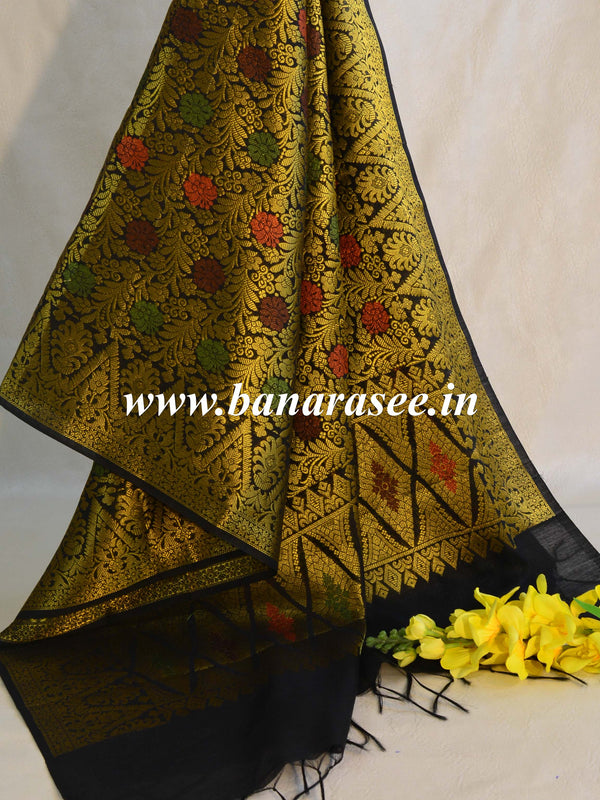 Banarasee Art Silk Jaal Design Dupatta-Black