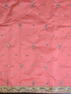 Banarasee Chanderi Cotton Embroidery Salwar Kameez With Organza Dupatta Set-Peach & White