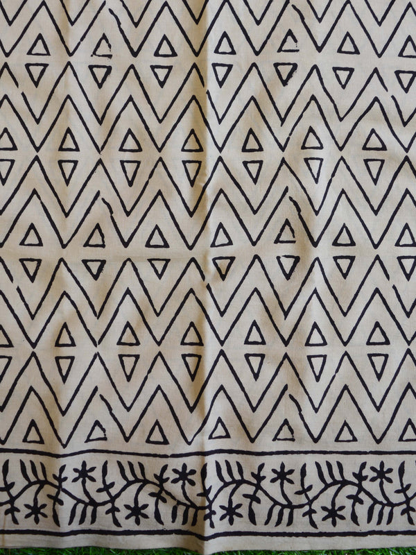 Handloom Mul Cotton Handblock Printed Suit Set-Beige