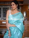 Banarasee Handloom Pure Linen By Tissue Saree-Blue